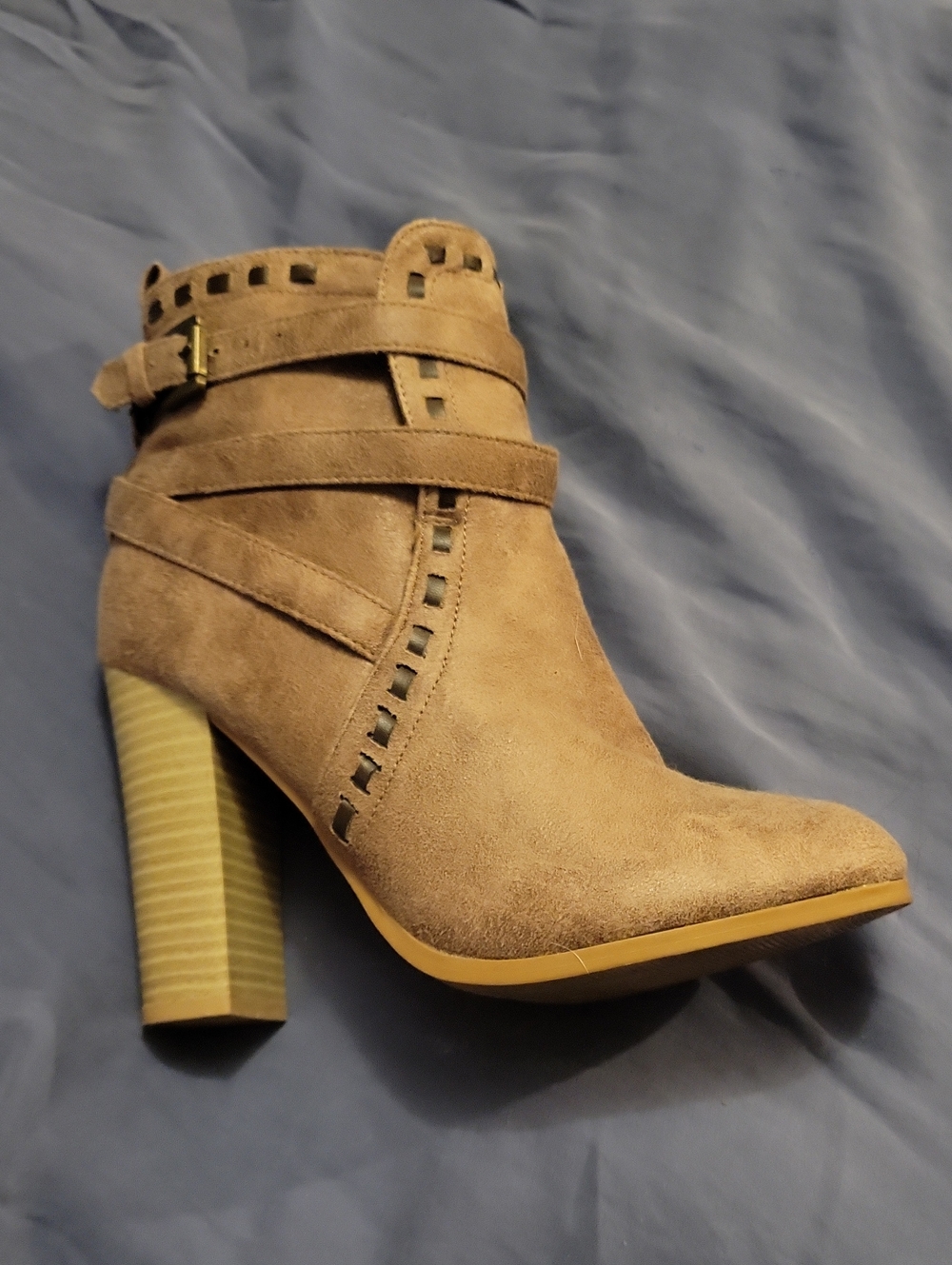 VENUS Taupe Suede Ankle Boot with Wrap Strap